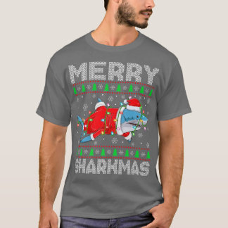 Merry Sharkmas Xmas licht de Ugly Santa Shark T-shirt