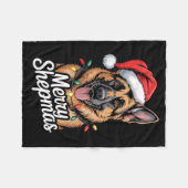 Merry Shepmas German Shepherd Christmas Lights Hum Fleece Deken (Voorkant (Horizontaal))