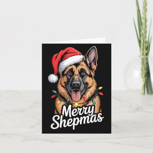 Merry Shepmas German Shepherd Christmas Lights Hum Kaart (Voorkant)