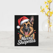 Merry Shepmas German Shepherd Christmas Lights Hum Kaart (Gele Bloem)
