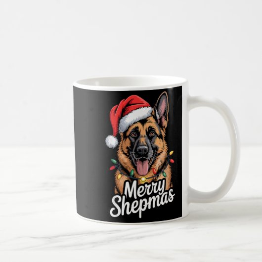Merry Shepmas German Shepherd Christmas Lights Hum Koffiemok (Rechts)