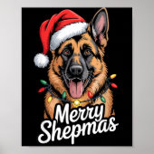 Merry Shepmas German Shepherd Christmas Lights Hum Poster (Voorkant)