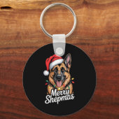Merry Shepmas German Shepherd Christmas Lights Hum Sleutelhanger (Voorkant)