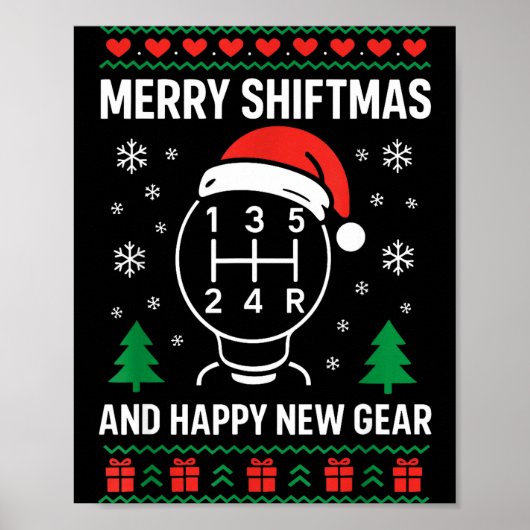 Merry Shiftmas And Happy New Manual Driver Christm Poster (Voorkant)