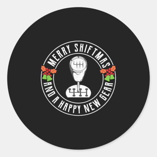 Merry Shiftmas Manual Transmission Christmas Theme Ronde Sticker (Voorkant)