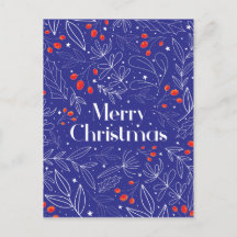 Merry Shinny Elegant Royal Blue Christmas Kaart