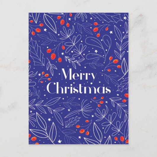 Merry Shinny Elegant Royal Blue Christmas Kaart (Voorkant)