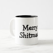 Merry Shitmas Santa Tweekleurige Koffiemok (Voorkant links)