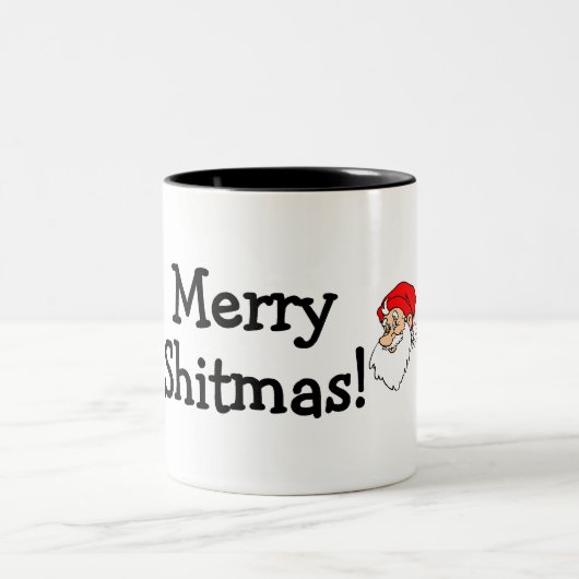 Merry Shitmas Santa Tweekleurige Koffiemok (Center)