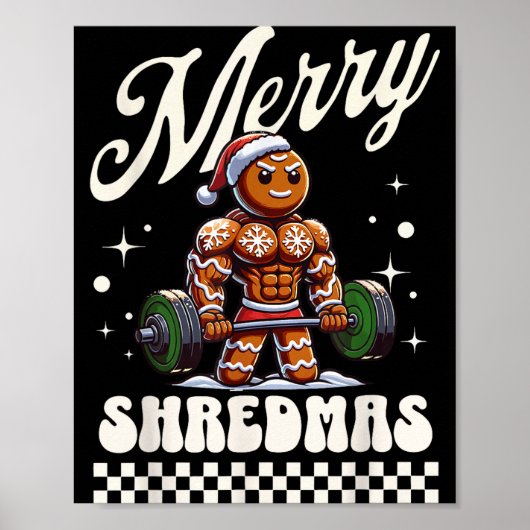 Merry Shredmas Christmas Gym Gingerbread Workout M Poster (Voorkant)