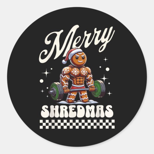 Merry Shredmas Christmas Gym Gingerbread Workout M Ronde Sticker (Voorkant)