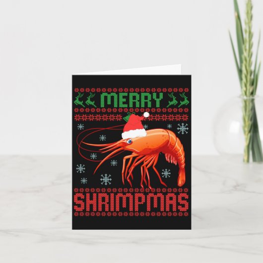 Merry Shrimpmas Funny Shrimp Ugly Christmas Sweate Kaart (Voorkant)