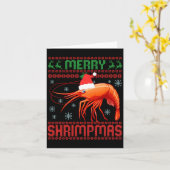 Merry Shrimpmas Funny Shrimp Ugly Christmas Sweate Kaart (Gele Bloem)