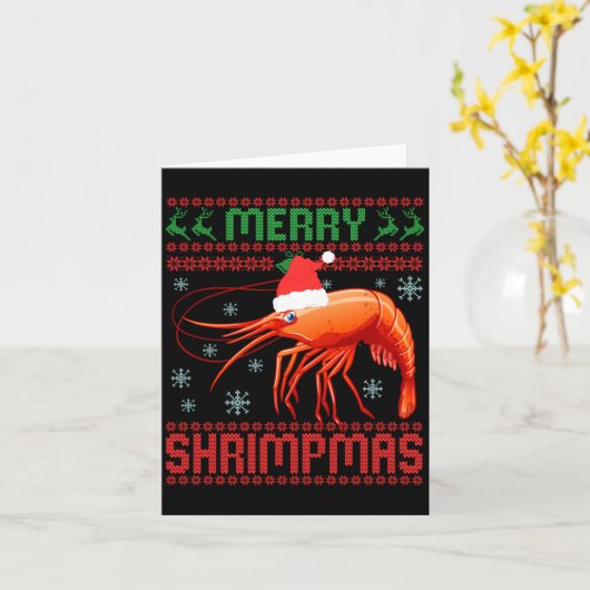 Merry Shrimpmas Funny Shrimp Ugly Christmas Sweate Kaart (Gele Bloem)