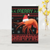 Merry Shrimpmas Funny Shrimp Ugly Christmas Sweate Kaart (Gele Bloem)
