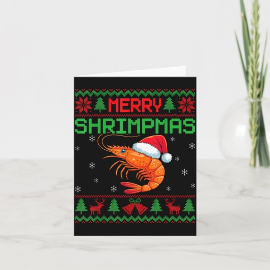 Merry Shrimpmas Funny Shrimp Ugly Christmas Sweate Kaart (Voorkant)