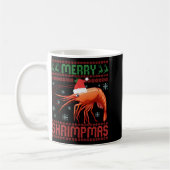 Merry Shrimpmas Funny Shrimp Ugly Christmas Sweate Koffiemok (Links)