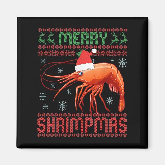 Merry Shrimpmas Funny Shrimp Ugly Christmas Sweate Magneet (Voorkant)