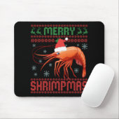 Merry Shrimpmas Funny Shrimp Ugly Christmas Sweate Muismat (Met muis)
