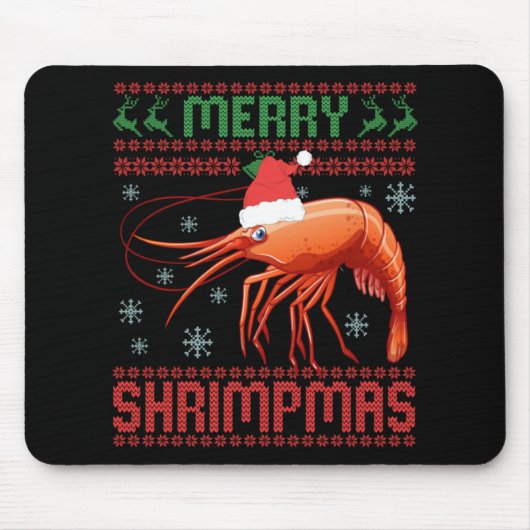 Merry Shrimpmas Funny Shrimp Ugly Christmas Sweate Muismat (Voorkant)