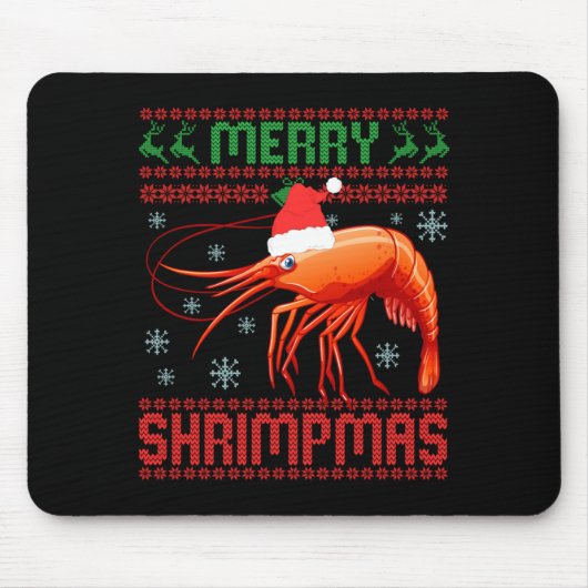 Merry Shrimpmas Funny Shrimp Ugly Christmas Sweate Muismat (Voorkant)