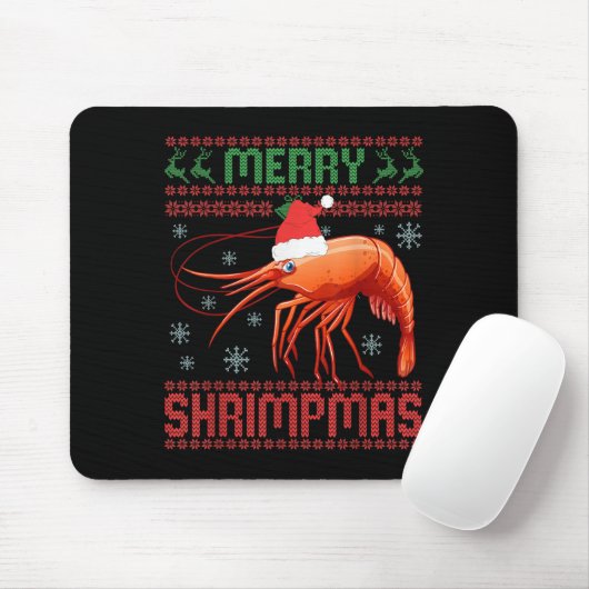 Merry Shrimpmas Funny Shrimp Ugly Christmas Sweate Muismat (Met muis)