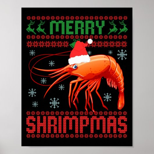 Merry Shrimpmas Funny Shrimp Ugly Christmas Sweate Poster (Voorkant)