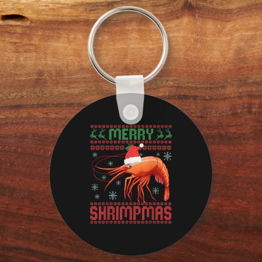 Merry Shrimpmas Funny Shrimp Ugly Christmas Sweate Sleutelhanger (Voorkant)