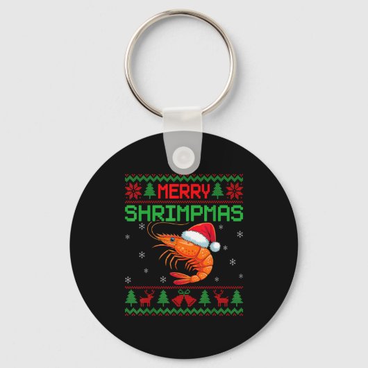 Merry Shrimpmas Funny Shrimp Ugly Christmas Sweate Sleutelhanger (Voorkant)
