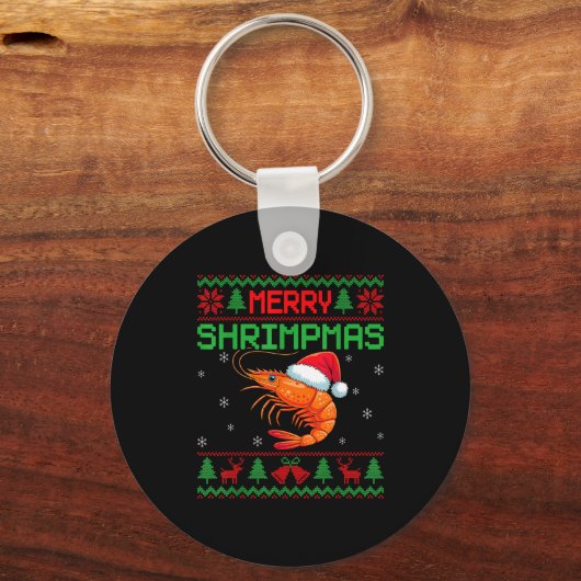 Merry Shrimpmas Funny Shrimp Ugly Christmas Sweate Sleutelhanger (Voorkant)
