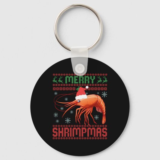 Merry Shrimpmas Funny Shrimp Ugly Christmas Sweate Sleutelhanger (Voorkant)