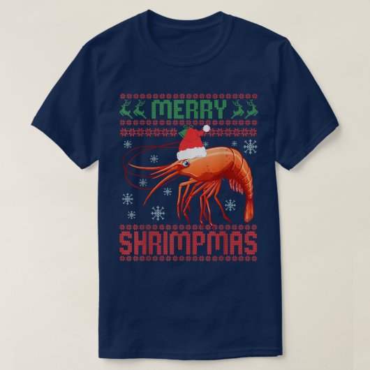 Merry Shrimpmas Funny Shrimp Ugly Christmas Sweate T-shirt (Design voorkant)