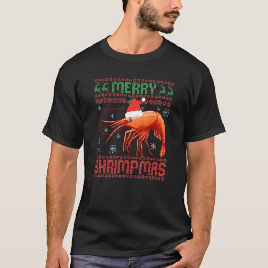Merry Shrimpmas Funny Shrimp Ugly KerstSweate T-shirt (Voorkant)
