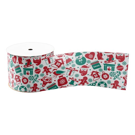Merry Silhouette Collage Christmas Ribbon Grosgrain Lint (Spoel)