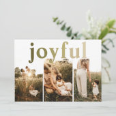 Merry Simple 3 Foto Joyful Feestdagenkaart (Staand voorkant)