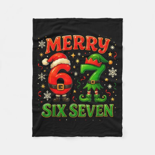 Merry Six Seven Funny Meme 67 Christmas Couple Des Fleece Deken (Voorkant)