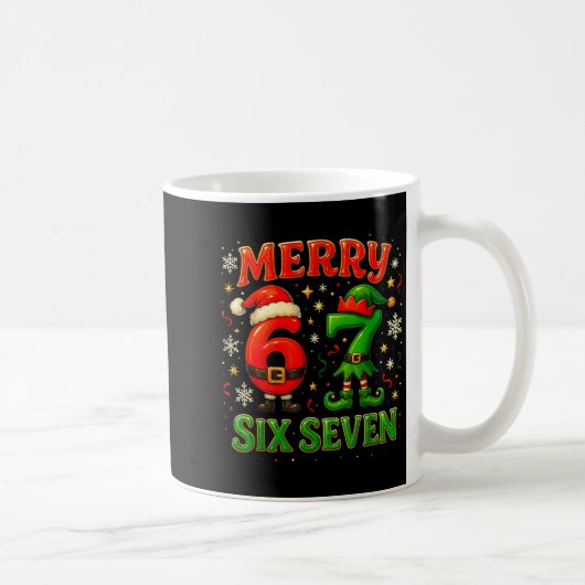 Merry Six Seven Funny Meme 67 Christmas Couple Des Koffiemok (Rechts)