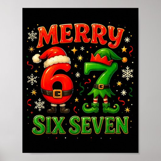 Merry Six Seven Funny Meme 67 Christmas Couple Des Poster (Voorkant)