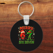 Merry Six Seven Funny Meme 67 Christmas Couple Des Sleutelhanger (Voorkant)