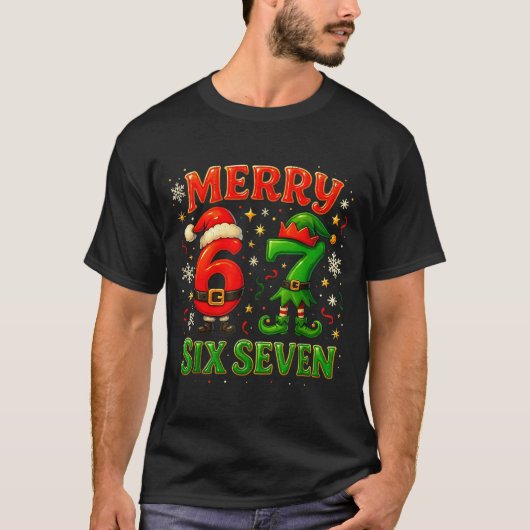 Merry Six Seven Funny Meme 67 Christmas Couple Des T-shirt (Voorkant)