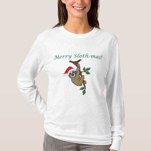 Merry Sloth-mas. Long hoeve Jersey T-shirt (Voorkant)