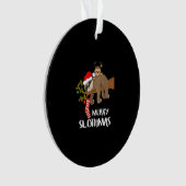 Merry Sloth Santa Hat Lovers Kerstmis Ornament (voorkant)