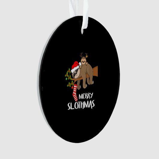 Merry Sloth Santa Hat Lovers Kerstmis Ornament (voorkant)