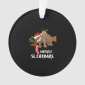 Merry Sloth Santa Hat Lovers Kerstmis Ornament (voorkant)