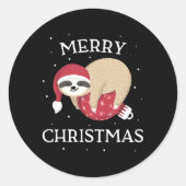 Merry Sloth Santa Ronde Sticker (Voorkant)