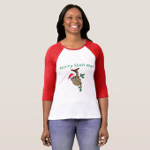 Merry Slothmas 3/4 sleeve raglan t-shirt (Voorkant volledig)