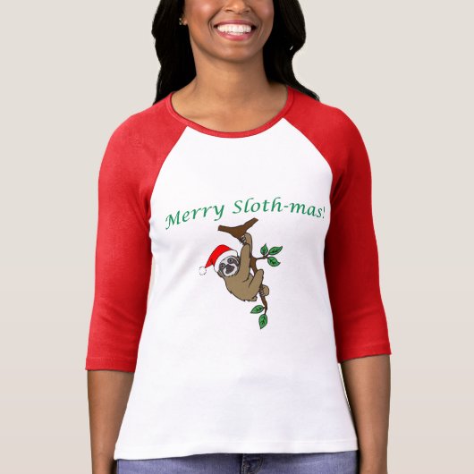 Merry Slothmas 3/4 sleeve raglan t-shirt (Voorkant)