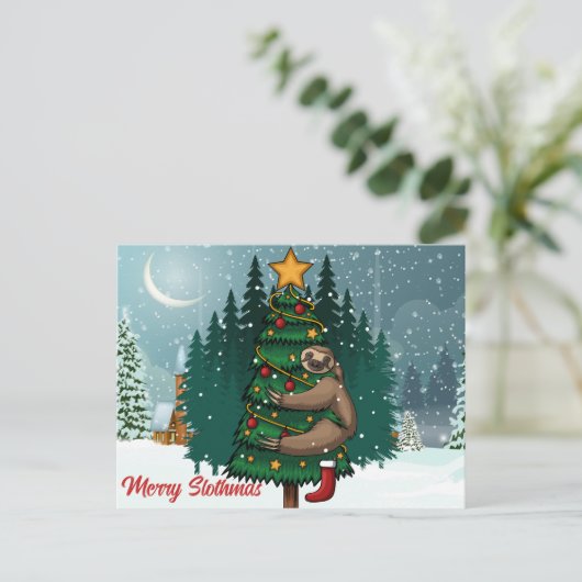 Merry Slothmas Briefkaart (Staand voorkant)