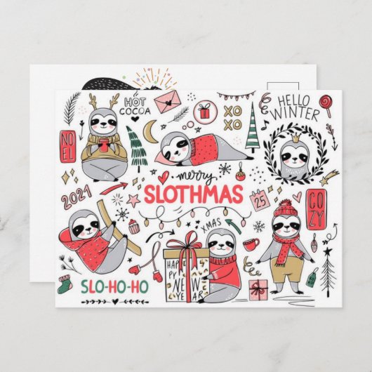 Merry Slothmas Briefkaart (Voorkant / Achterkant)