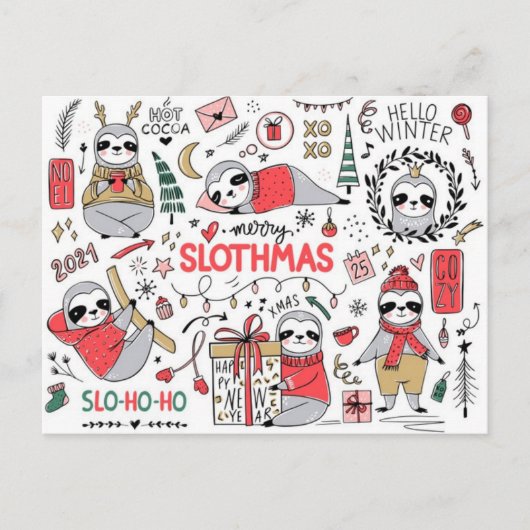 Merry Slothmas Briefkaart (Voorkant)